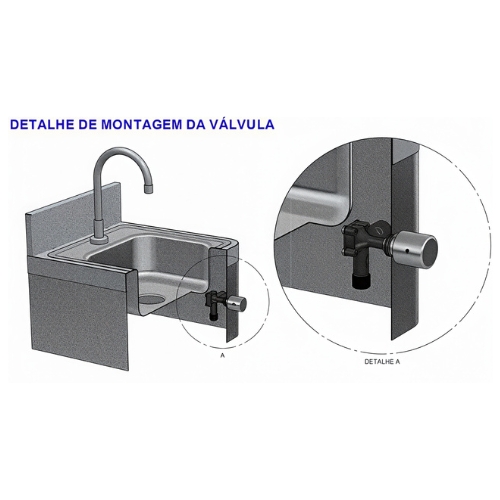 Desenvolvido para ser instalado em pias de assepsia, normalmente em pias de inox. Não há necessidade de energia elétrica para o funcionamento e sua instalação é simples. Acionamento macio e estanca a água imediatamente quando não acionado.