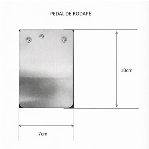 Dimensões do pedal elétrico para rodapé H2TEC