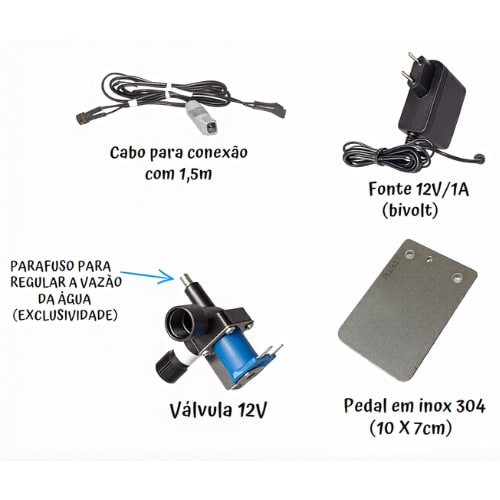 Componentes do pedal elétrico para rodapé H2TEC