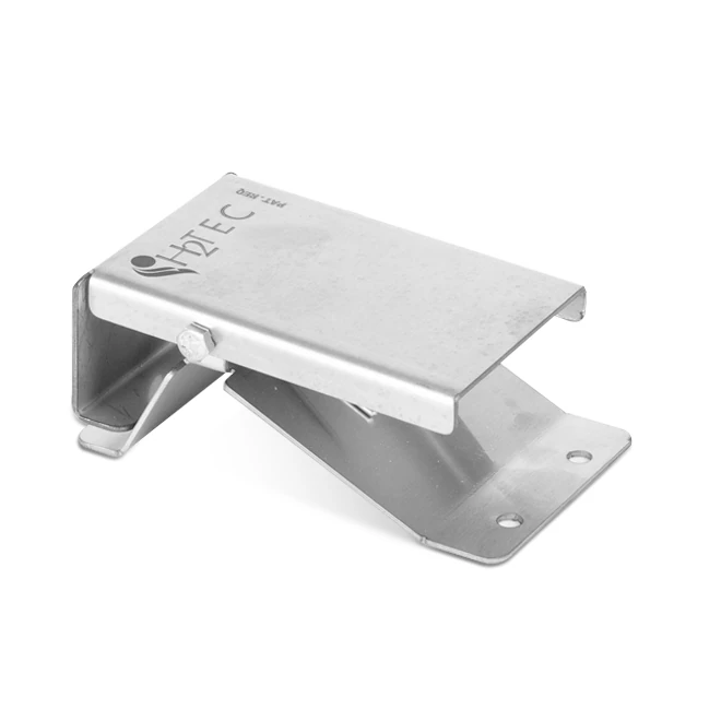 Vista lateral do pedal mecânico em inox H2TEC